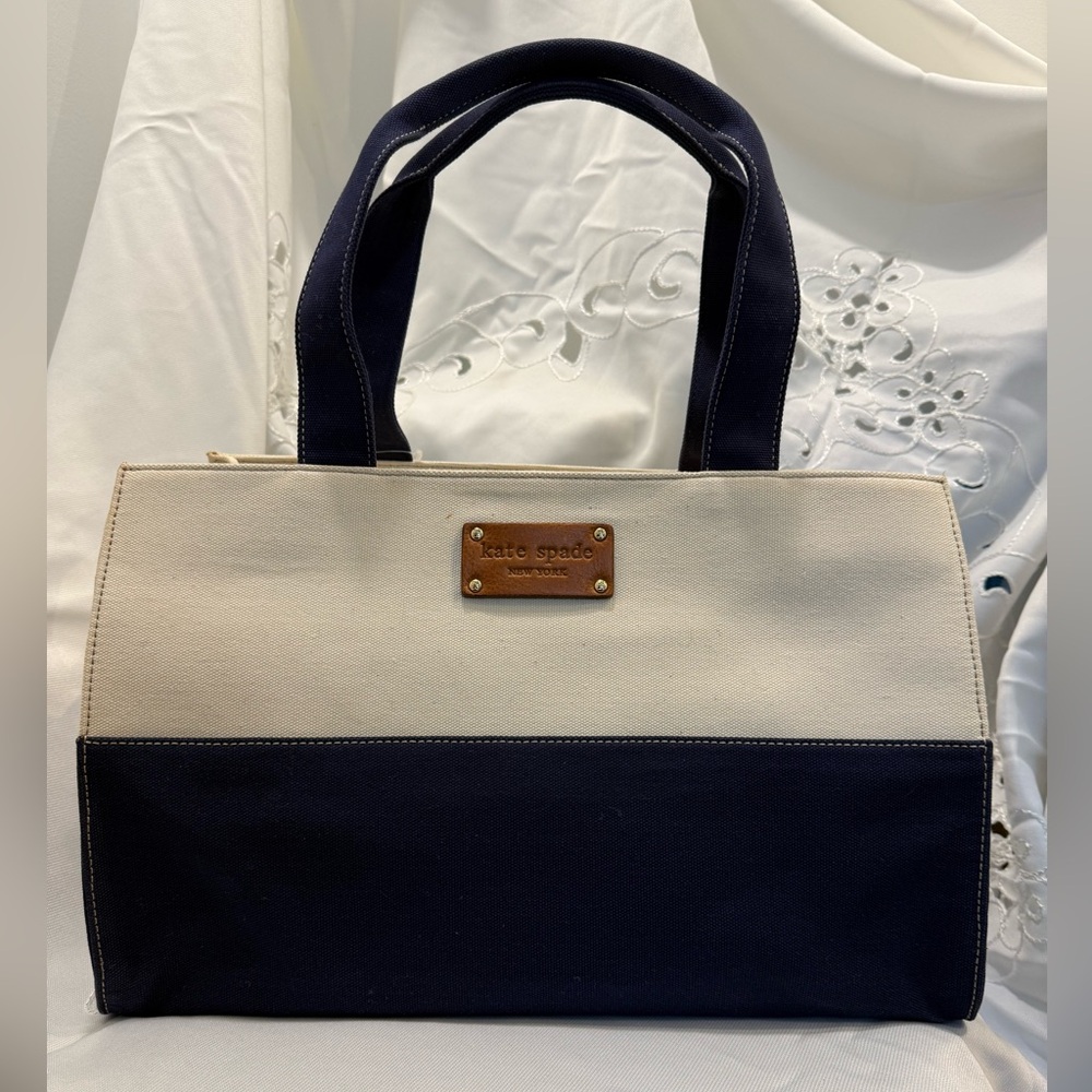 Kate Spade Vintage Medium Shopper Navy and Cream Tote Bag